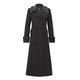De la Creme - Women`s Winter Wool Cashmere Military Coat Faux Fur Collar (24, Black)