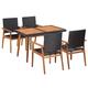 vidaXL 5 Piece Outdoor Dining Set Poly Rattan Black and Brown