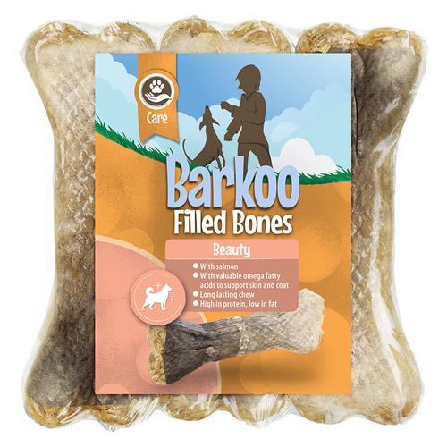 Barkoo gefüllte Kauknochen – Beauty (mit Lachs) – 12 cm, 600 g (12 Stück)
