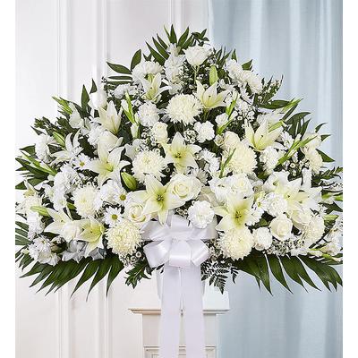 1-800-Flowers Flower Delivery Heartfelt Sympathies White Funeral Standing Basket Xl | Happiness Delivered To Their Door