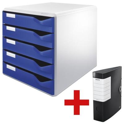Leitz Schubladenbox 5280 »Post-Set« inkl. Ordner »180° Solid 1112« blau, 28.5x29x35.5 cm