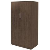 66"H Modern Walnut Locking 2-Door Storage Cabinet