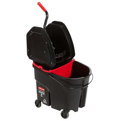 Rubbermaid® Executive Series WaveBrake® 35 Qt. Black Mop Bucket with Down Press Wringer and Red Dirty Water Bucket