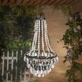 Ophelia & Co. Uriel Solar Powered 1-Light LED Outdoor Chandelier Plastic in Black | 32.79 H x 10.24 W x 10.24 D in | Wayfair