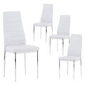 GOLDFAN White Dining Chairs Set of 4 Modern Faux Leather Parson Chairs Set High Back Seat for Kitchen Dining Room Furniture