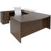 Electric Lift Adjustable Bridge Modern Walnut U-Desk