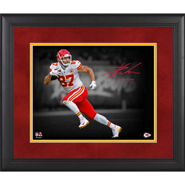 travis-kelce-kansas-city-chiefs-framed-11"-x-14"-spotlight-photograph---facsimile-signature/