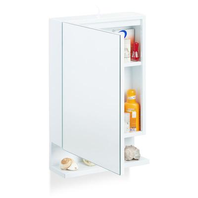 Relaxdays - Badspiegelschrank, 1-türig, mit Steckdose, Badezimmerschrank, Wandschrank, h x b x t: Image