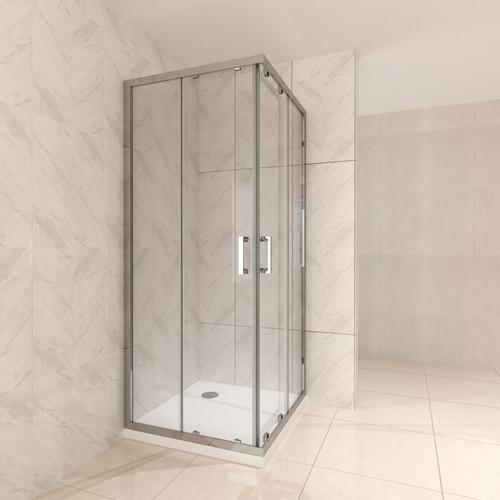 Duschkabine mit Schiebetüren Eckdusche mit Rollensystem aus esg Glas 190cm Hoch 110×110