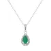 "Sterling Silver Pear Shaped Genuine Aquamarine Diamond Accent Frame Pendant Necklace, Women's, Size: 18"", Green"