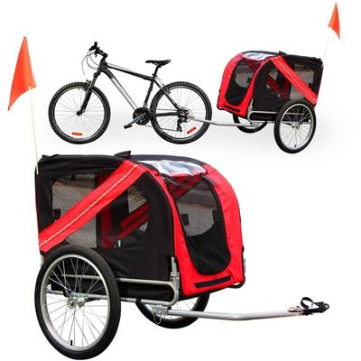 Fudajo - Wiltec Hunde Fahrradanhänger 220x700x78cm rot-schwarz mit Sicherheitsdrehkupplung, Image
