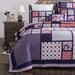 August Grove® Jalyn Floral Cherry Blossom Reversible Quilt Set Polyester/Polyfill/Microfiber/Cotton in Indigo | Full | Wayfair