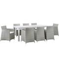 Modway Junction 9 Piece Outdoor Patio Dining Set Wood/Glass in Gray/White | Wayfair EEI-1752-GRY-WHI-SET