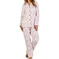 Slenderella Ladies Small Pink Flower Print 160gsm 100% Soft Brushed Flannel Cotton (Winceyette) Button Up Long Sleeve Pyjamas XL 20 22