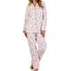 Slenderella Ladies Small Pink Flower Print 160gsm 100% Soft Brushed Flannel Cotton (Winceyette) Button Up Long Sleeve Pyjamas XL 20 22