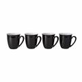 Denby - Elements Black Coffee Mug Set of 4 - 330ml Stoneware Ceramic Tea Mug Set For Home & Office - Dishwasher Safe, Microwave Safe - Black, White - Chip Resistant