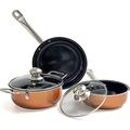 Non-Stick Cooking Pans and Pots Set - 5 pcs Oven Safe Copper Cookware - Induction Hob Saucepan Pots with Lids - Kitchenware Frying Pan - by Nuovva