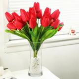 August Grove® Tulips Floral Arrangement in Vase Fabric in Red | 20 H x 14 W x 10 D in | Wayfair 73924F6537E0455E89E4596F1191001E