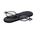 ThinOptics Manhattan Reading Glasses 2.50 Round Black Frames With Milano Magnetic Case - Thin Lightweight Compact Readers 2.50 Strength
