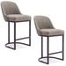 10132ES/GL Barrelback Counter Stool with Metal Base, Set of 2, for Kitchen Counters and Islands, Modern Gray Linen Seat and Espresso Metal Base - Leick Furniture 10132ES/GL