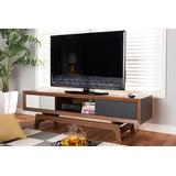 Baxton Studio Svante Mid-Century Modern Multicolor Finished Wood 3-Drawer TV Stand - WI1701-Walnut/White/Grey-TV