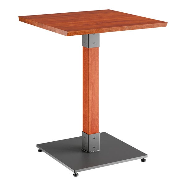Lancaster Table & Seating Industrial 24" x 24" Solid Wood Live Edge Standard Height Table with Rustic Mahogany Finish