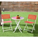 Winston Porter Devair 3 Piece Complete Patio Set Metal in Red/White | Wayfair CA8D550C5604433996632762401FF45C