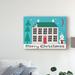 The Holiday Aisle® 'Jolly Holiday Home on Merry Christmas' Graphic Art Print on Wrapped Canvas Metal in Blue/Green | 24 H x 32 W x 2 D in | Wayfair