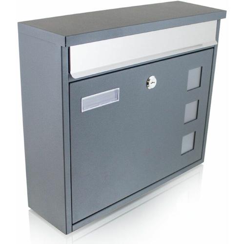 Bituxx - Design Briefkasten Grau Wandbriefkasten Mailbox Postkasten Wandbriefkasten grau