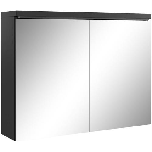 Badplaats - Spiegelschrank Paso 80cm Schwarz - Schrank Spiegelschrank Spiegel Badezimmer Badmöbel
