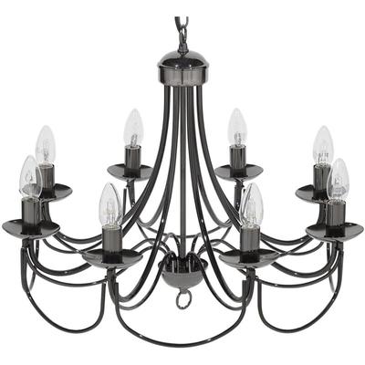 Kronleuchter Schwarz Metall 8-flammig Vintage Glamour Stil Image