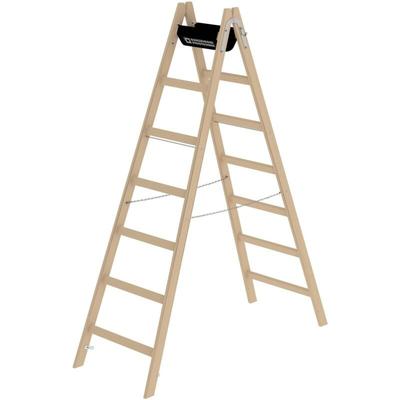 Günzburger Steigtechnik Sprossen-Stehleiter Holz 2 x 7 Sprossen - 033214 Image