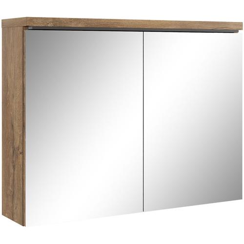 Spiegelschrank Paso 80cm Lefkas (Braun) - Schrank Spiegelschrank Spiegel Badezimmer Badmöbel Set