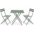 Sweeek - Salon de jardin bistrot pliable - Emilia carré vert de gris - Table 70x70cm avec deux