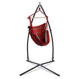 Arlmont & Co. Behr Summit Chair Hammock w/ Stand Polyester/Cotton in Red/Brown | 83 H x 43 W x 43 D in | Wayfair C584A9BEBB8E47F2BD89E3D38ACF4040