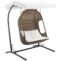 Vantage Outdoor Patio Swing Chair With Stand EEI-2278-BRN-WHI-SET
