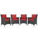 Sojourn 4 Piece Outdoor Patio Sunbrella® Dining Set - East End Imports EEI-2243-CHC-RED-SET