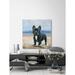 Highland Dunes 'Bulldog by the Beach' by Parvez Taj - Wrapped Canvas Painting Print on Canvas Metal in Blue/Gray | 40 H x 40 W x 1.5 D in | Wayfair