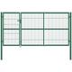 Cancello di Recinzione con Paletti 350x140 cm in Acciaio Verde - Vidaxl