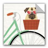 Trinx Beach Bums Pug Bicycle I Removable Wall Decal Vinyl in White | 36 H x 36 W in | Wayfair 6658141DBCFB41C9B7610E8EB31FACB4