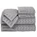 Ebern Designs Harva 6-Piece Cotton Bath Towel Set – Chevron Pattern Plush Sculpted Spa Luxury Decorative Towels in Gray | 27 W in | Wayfair