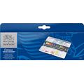 Winsor & Newton Cotman Aquarellfarben Set Blue Box, 12 Wasserfarben in 1/2 Näpfen