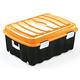 M-Home Box mit Deckel, Polypropylen, schwarz und orange, 90L || 77 cm x 57 cm x 35 cm