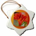 3dRose orange Tag Lily, 7,6 cm Schneeflocke Porzellan Ornament