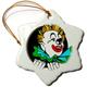 3dRose ORN 11155 _ 1 Clown-Snowflake Ornament, 3 Zoll, Porzellan