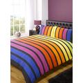 Rapport Soho Multi Stripe Bettbezug Quilt Betten-Set, Gelb Blau Violett, King Größe – Schlafzimmer Bettwäsche