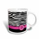 3dRose Buchstabe B Monogramm schwarz Zebra Streifen Animal Print mit Hot Pink Personalisierte Initiale Tasse, Keramik, weiß, 11,43 x 8,45 x 12,7 cm