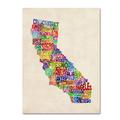 Markenzeichen Fine Art California Text Karte von Michael Tompsett Leinwandbild, 16 by 24"