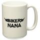 3dRose Biker Nana. Grunge Wort Kunst mit Schwarz Flammen. Motorrad Oma Nona Motorrad Kultur Tasse, 15 oz, Keramik, weiß, 11,43 x 8,45 x 12,7 cm