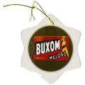 3dRose ORN 171115 _ 1 Buxom Melonen produzieren der USA mit Pretty Country Pin Up Girl-Snowflake Ornament, Porzellan, 3 Zoll